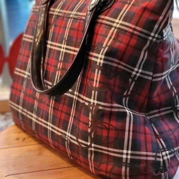 SOLD:  Coach Poppy Signature Collection Plaid Glam Tote Bag - GET IT NOW FOR $92 - Picture 7 of 17